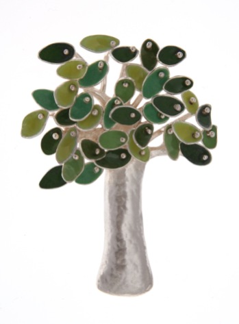 va.br.3– Breeze on the branches, brooch, 950 silver, vitreous enamel